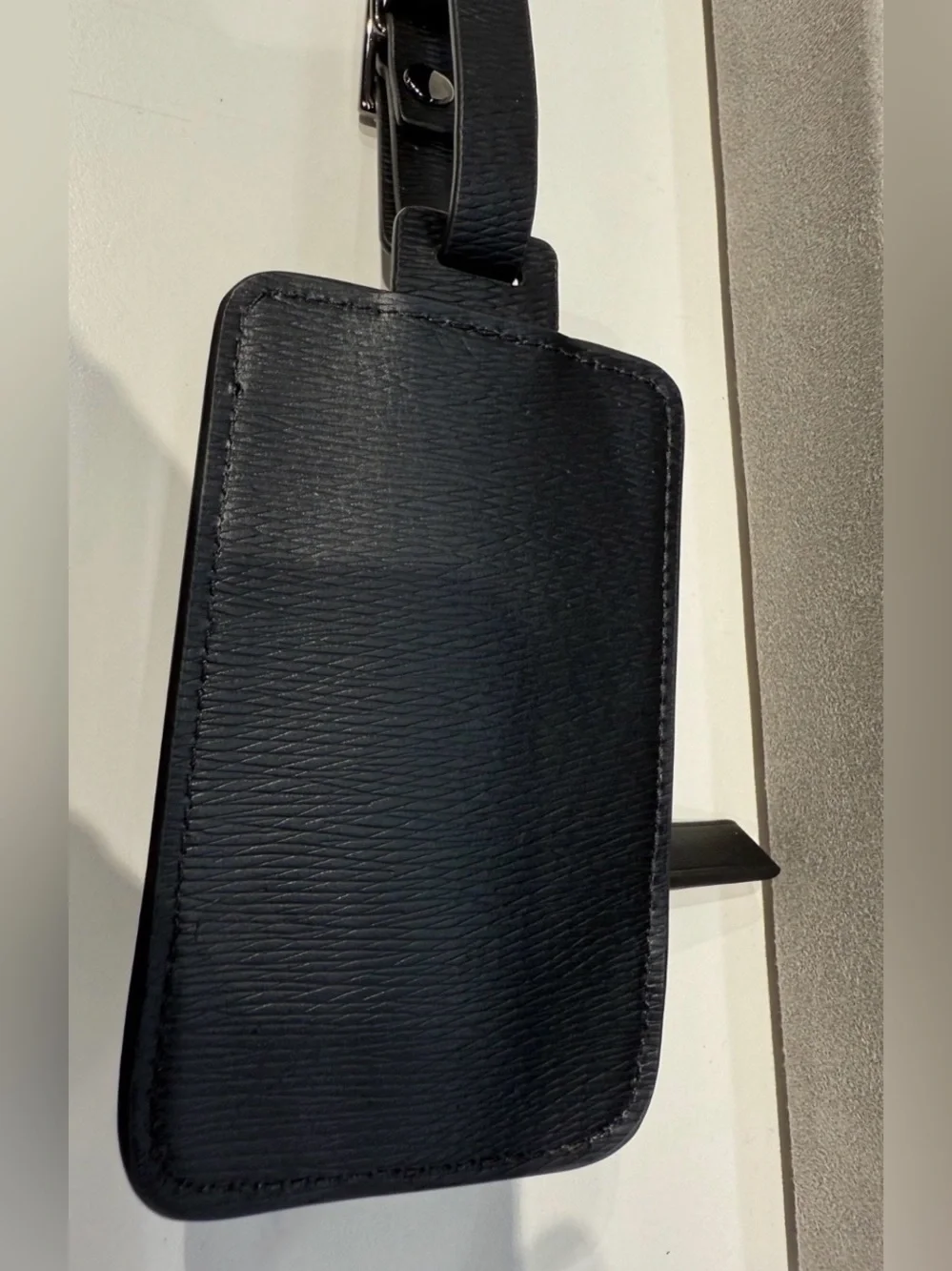 NEW Tumi EMBOSSED Leather Monogram Luggage Tag Zippered Pouch Buckle - BLACK